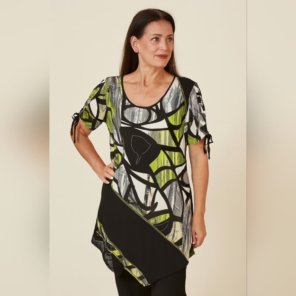 Artex Artistic Black and Green Women's Tunic Dress